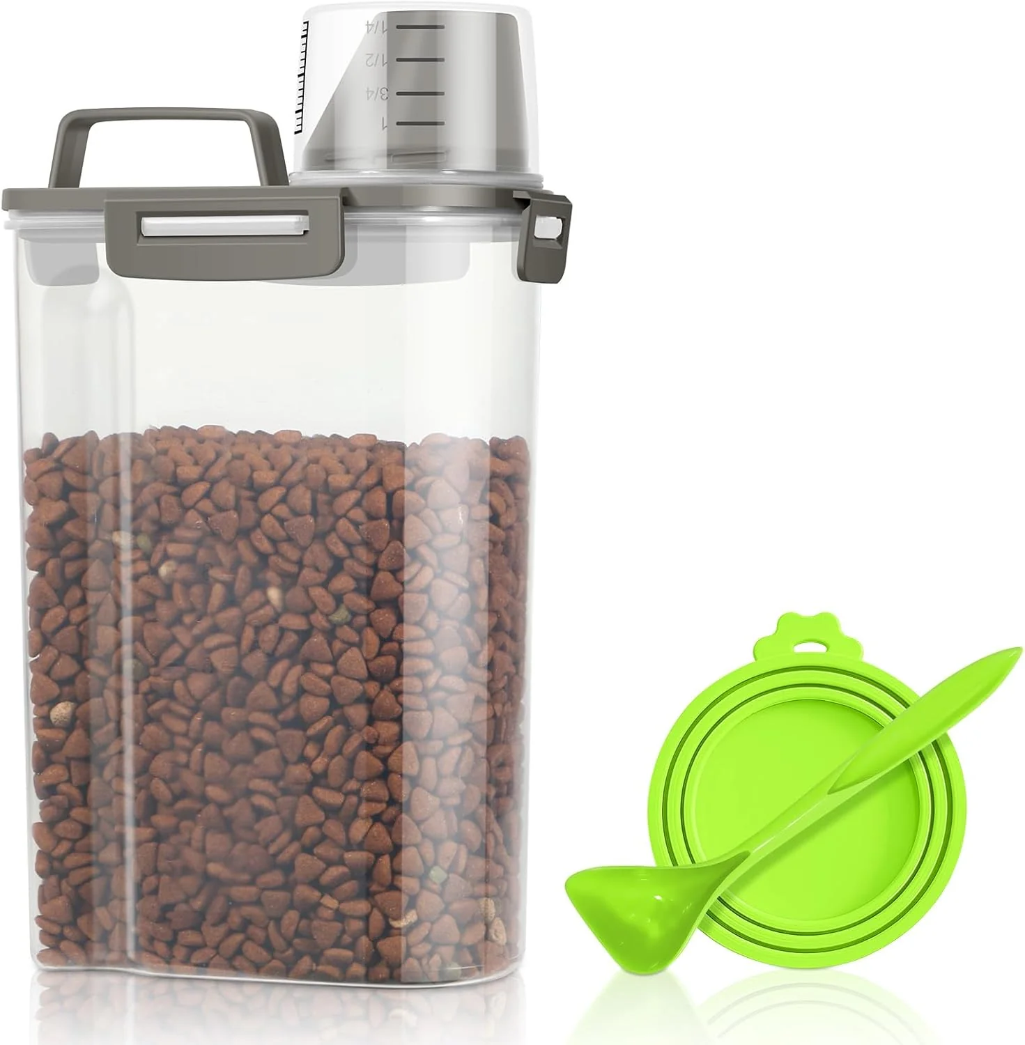 World-Class TBMax Small Dog Food Storage Container 3 Qt with Cat Food Can Cover and Mixing Spoon Portable Travel Pet Food Dispenser with Large Spout and Cup Artisan