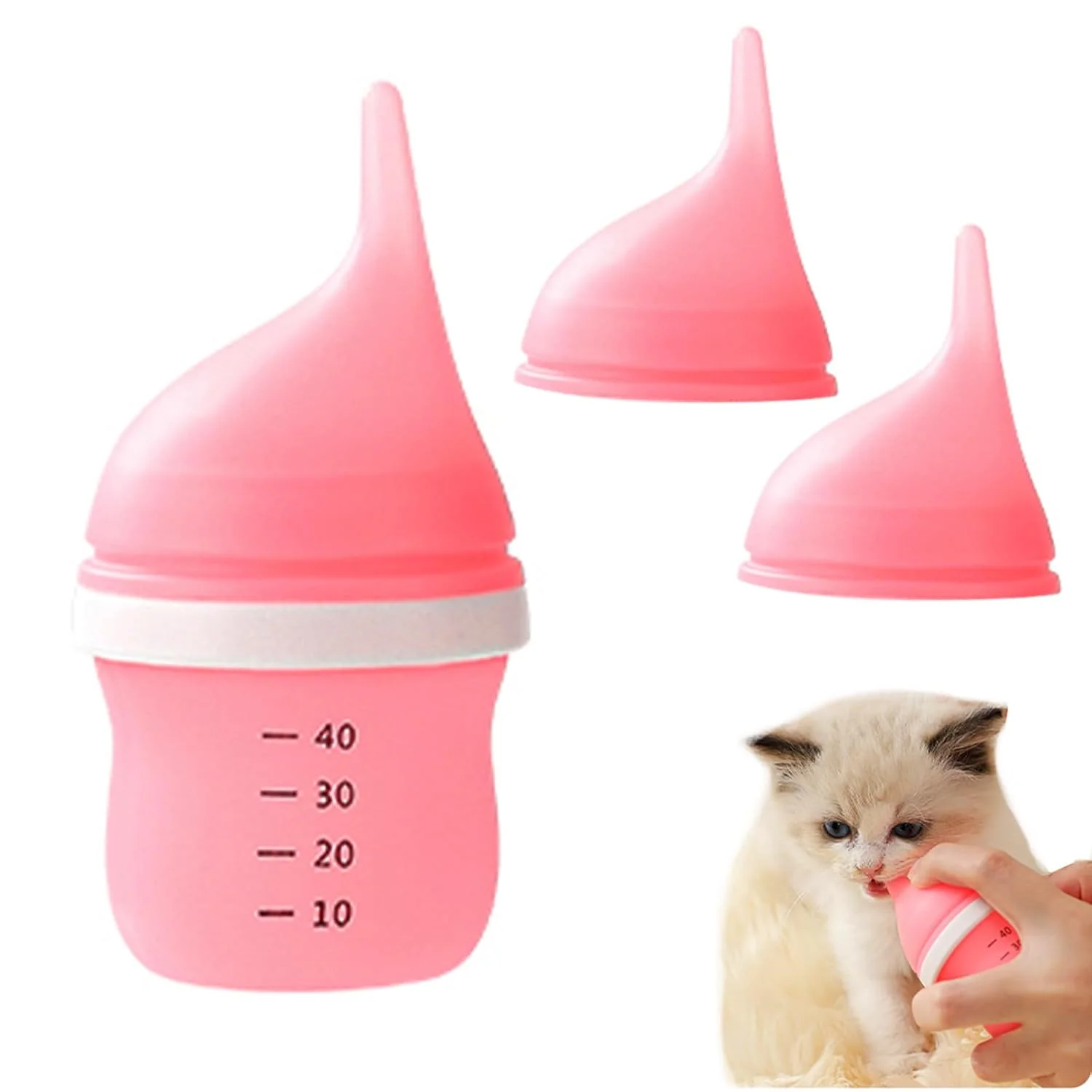 Professional Kitten Bottles for Nursing Puppy Bottles for Nursing Puppy Milk Anti-Choking Puppy Feeder Design with 2 Extra Replaceable Silicone Nipples for Convenient Pink Selected