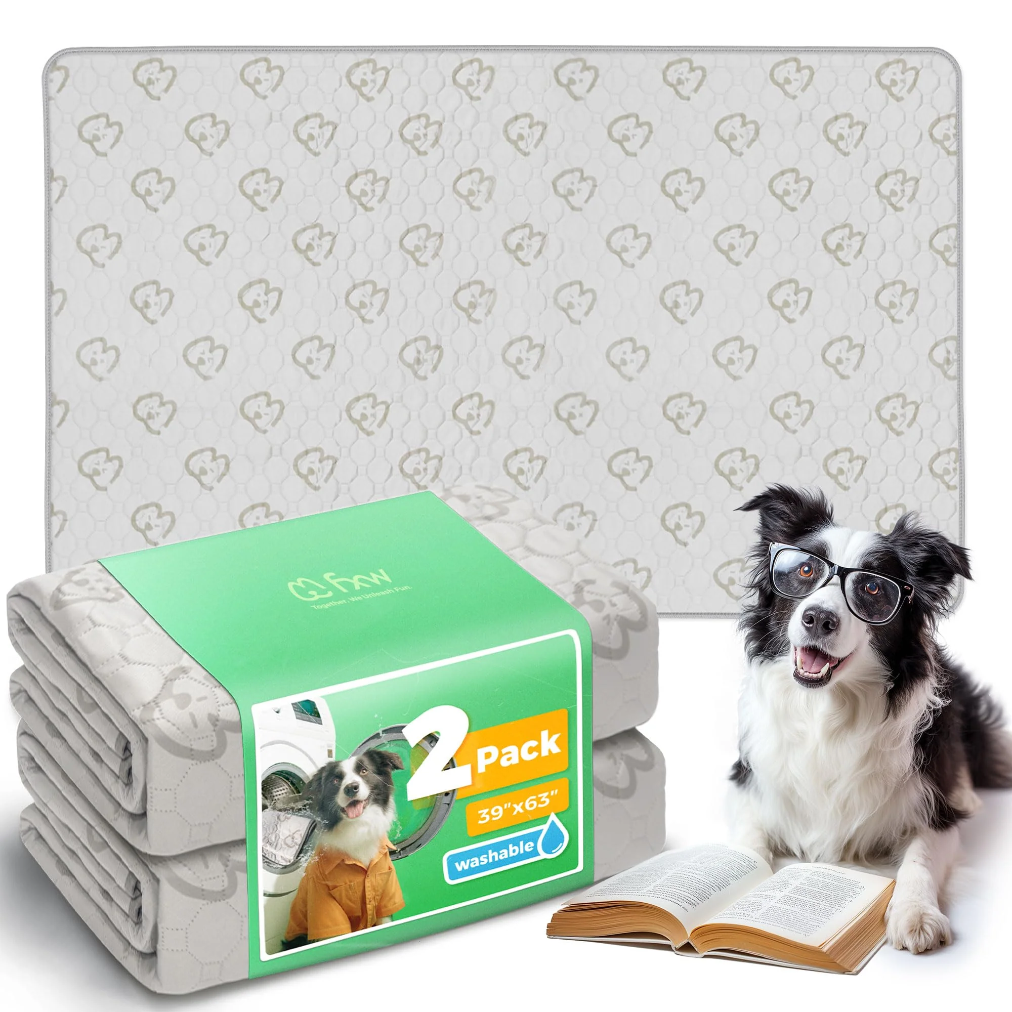 Classic FXW Washable Dog Pee Pads for FXW Rollick Homeplus Playpens – 39 x 63 in Khaki 2-Pack Versatile