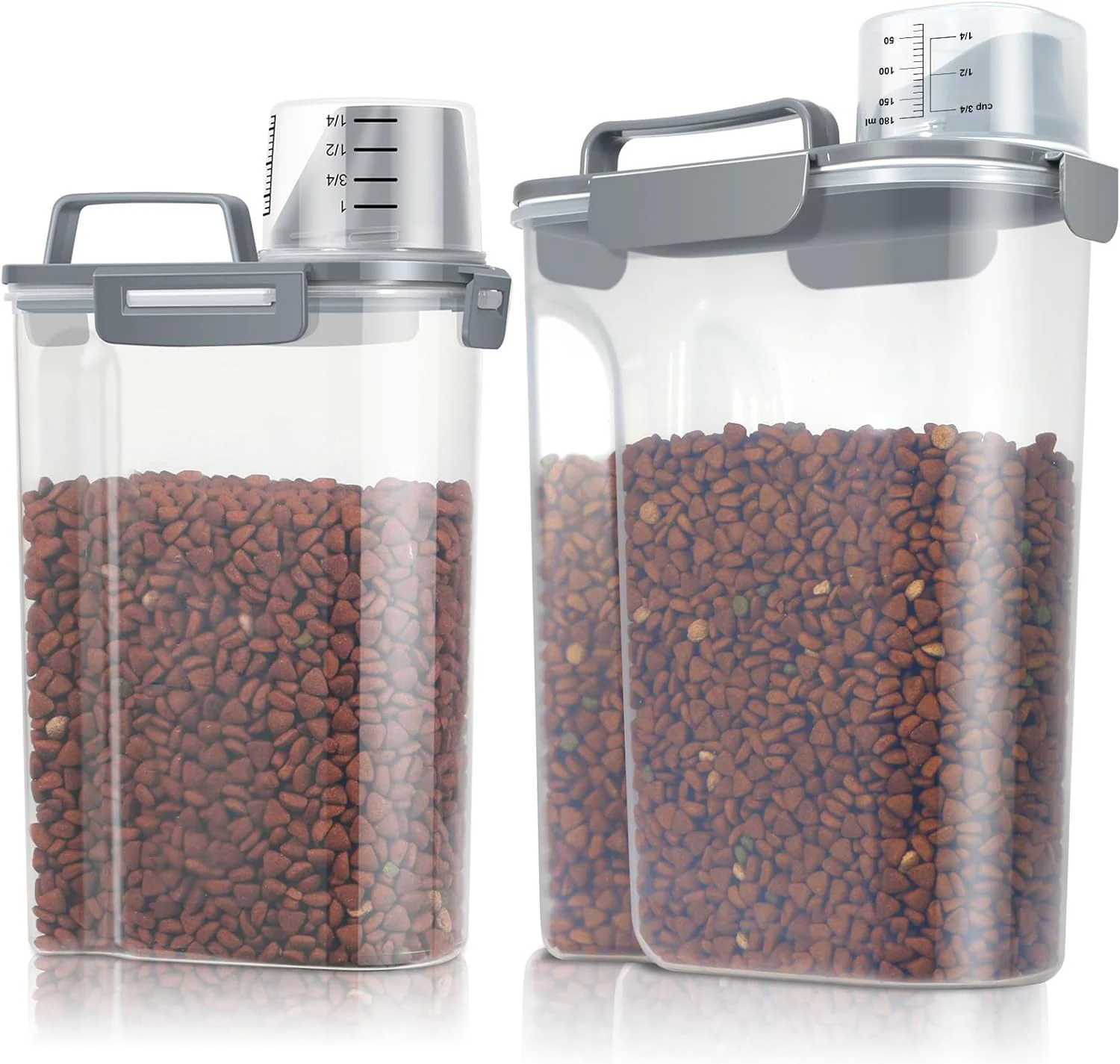 Advanced TBMax Dog Food Storage Containers 2 Pack 8 to 10 Lbs Airtight Pet Food Container Dispenser with Large Spout Portable Handle Travel Dog Treat Cat Food Storage Bin Bird Seed Container -Dark Grey Quality