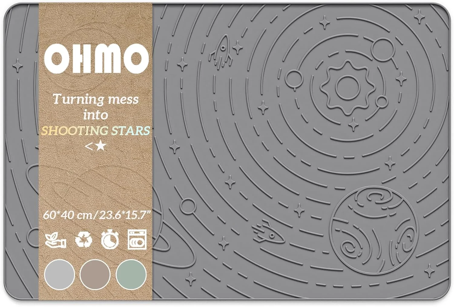 High-Grade OHMO Dog Food Mat Silicone Waterproof Cat Food Mat Non-Skid Spill Proof Pet Feeding Mat for Food and Water Easy to Clean Dog Placemat Grey 23.6 x 15.8 Quality