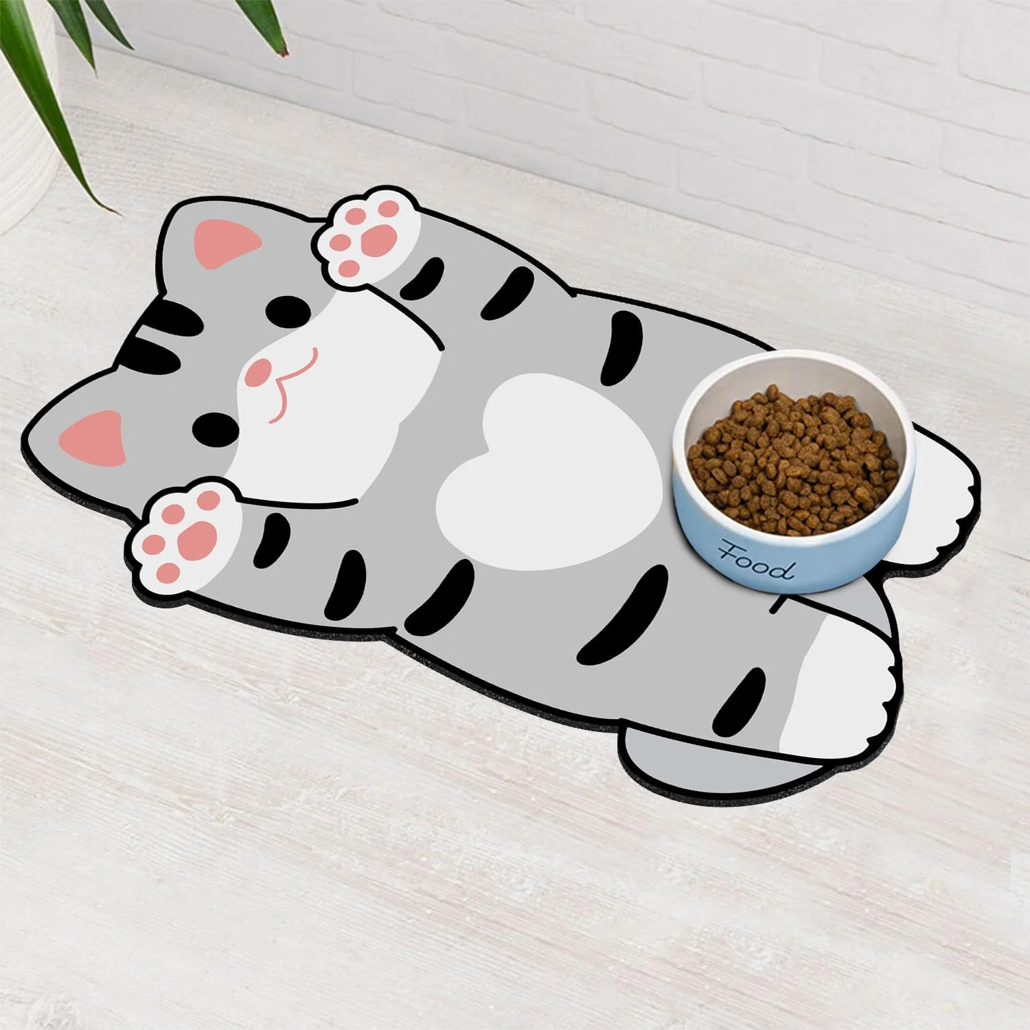 Genuine Cat Food Mats for Indoor 24 x14 Cat Feeding Bowl Mat Absorbent Quick Dry Mat Pet Feeding Mat Grey Powerful