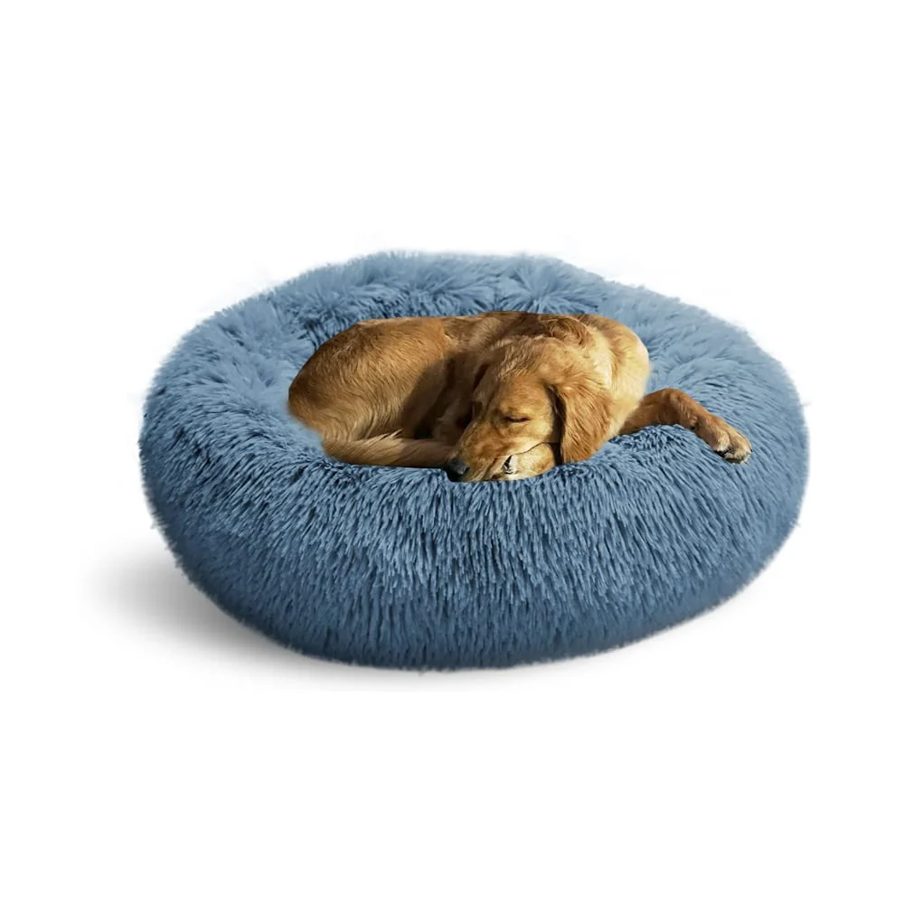 Artisan Whiskers Friends Round Fluffy Dog Bed — Calming Donut Bed for Small to Medium Dogs Smart