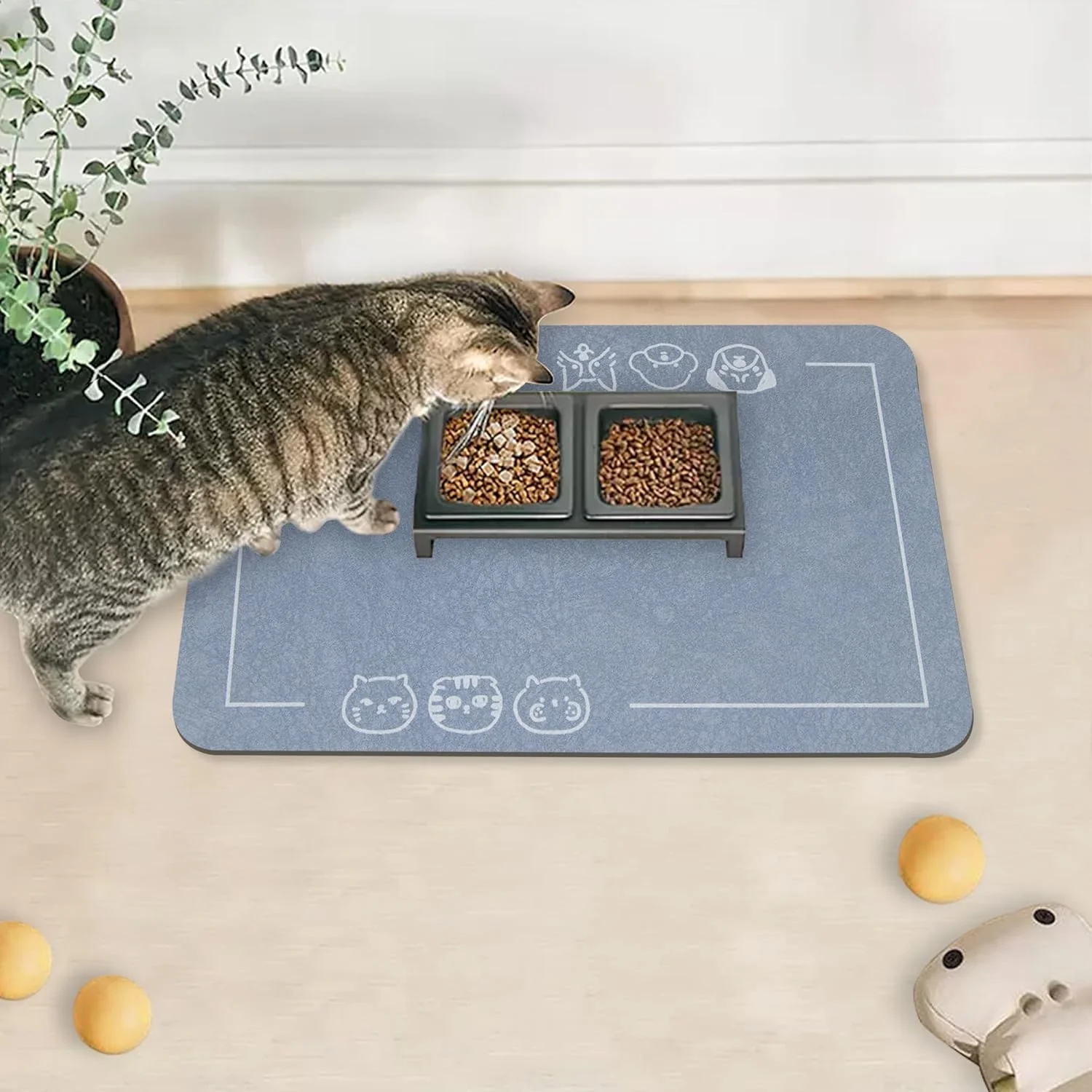 Lightweight YCT Cat Pet Food Mat Cat Feeding Mat Non-Slip Bottom Absorbent Pet Mat Quick Dry Dog Cat Dog Food Mat Pet Supplies Mat 11.8 x18.1 Navy Blue Easy-to-Use