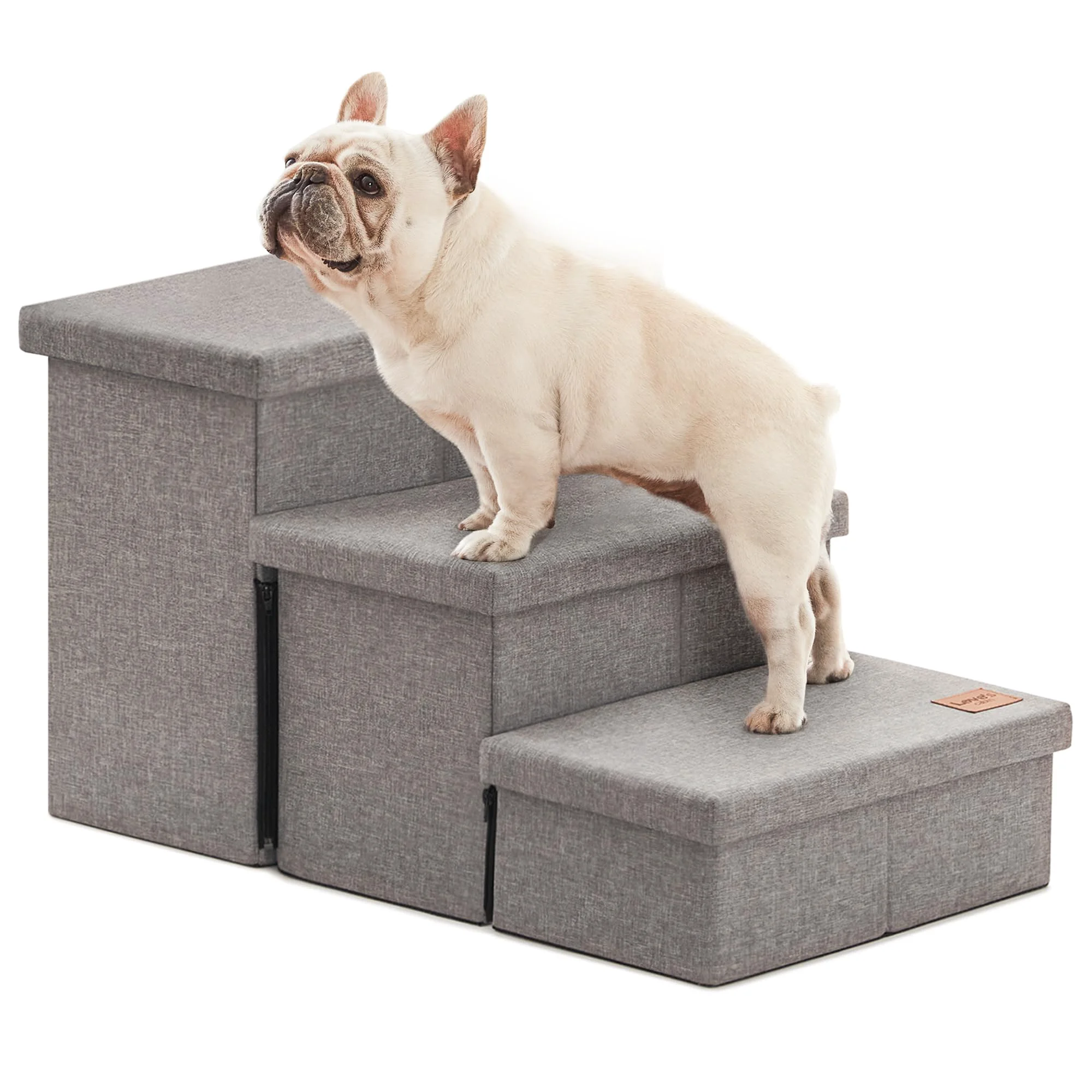 Stylish Love's cabin Dog Stairs for High Bed 18-Inch Foldable Steps with Storage 200 lb Capacity Effective
