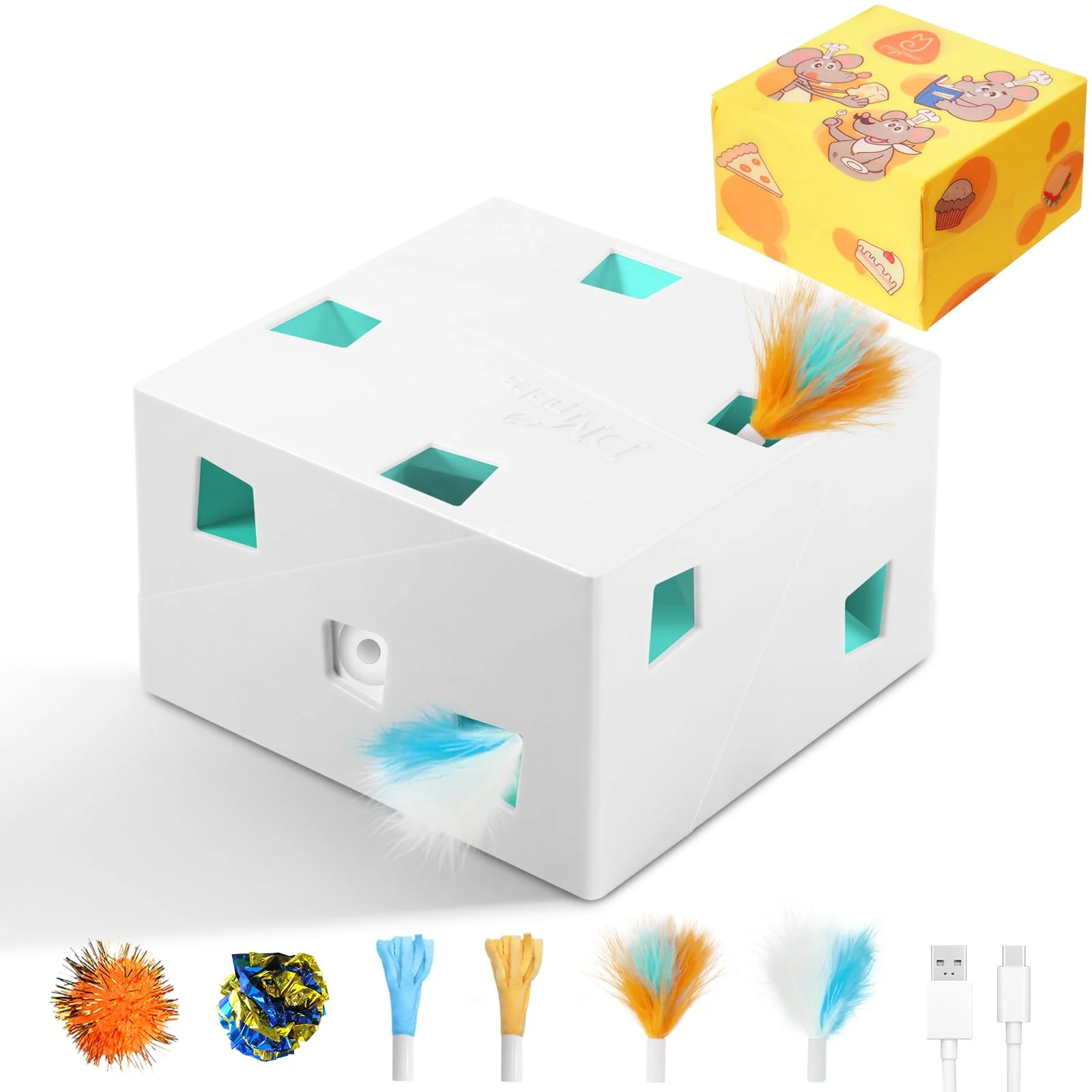 High-Quality Migipaws Automatic MigiBox Plus Cat Toys — 3-in-1 Interactive Pounce Mystery Kitten Toy White Convenient