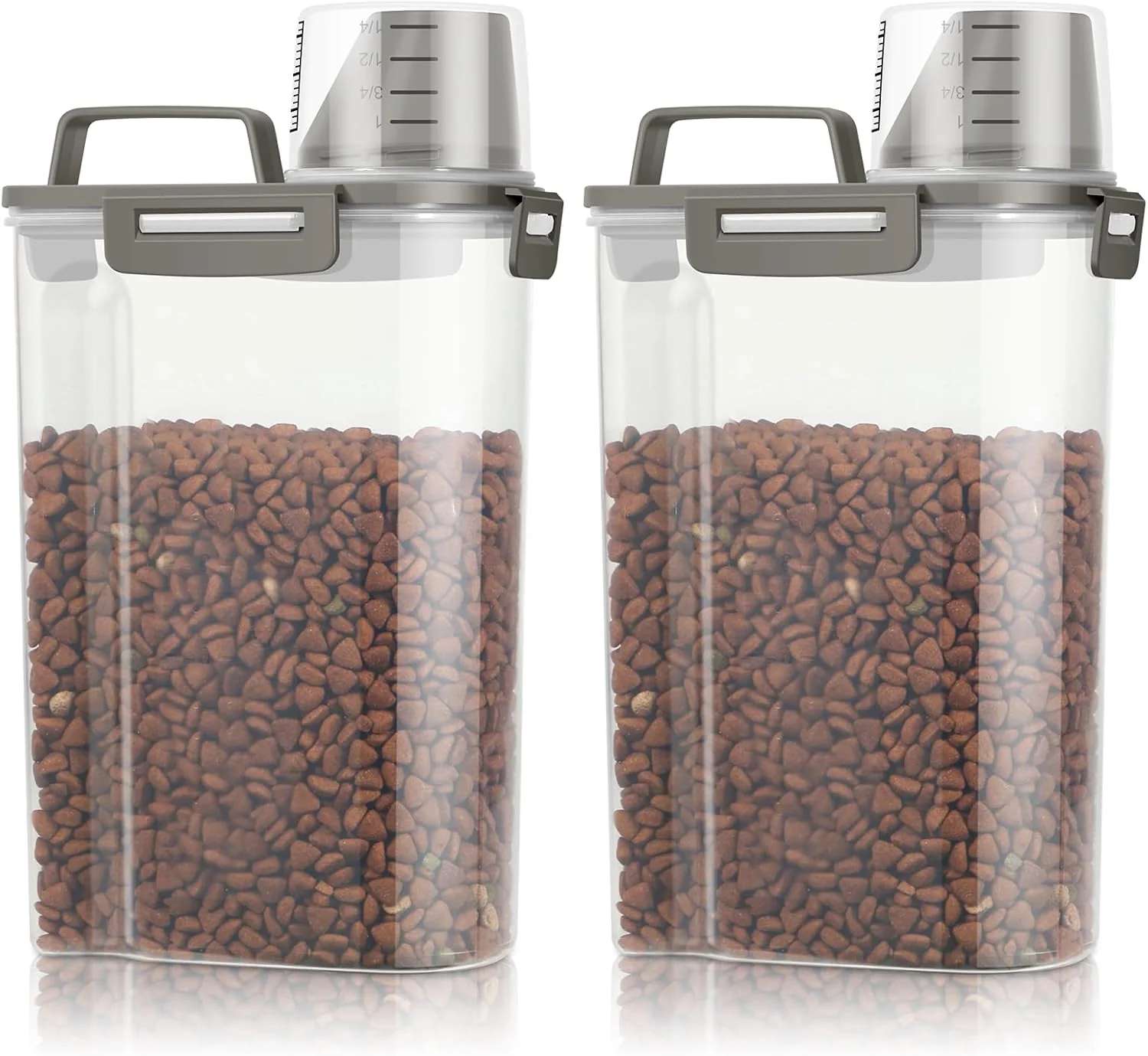 Contemporary TBMax Small Dog Cat Food Storage Containers 2 Pack Travel-Friendly Pet Food Container with Spout Measuring Cup Kid-Friendly Pet Feeding Dispenser Portable Dog Treat Bird Seed Container -Grey Pure