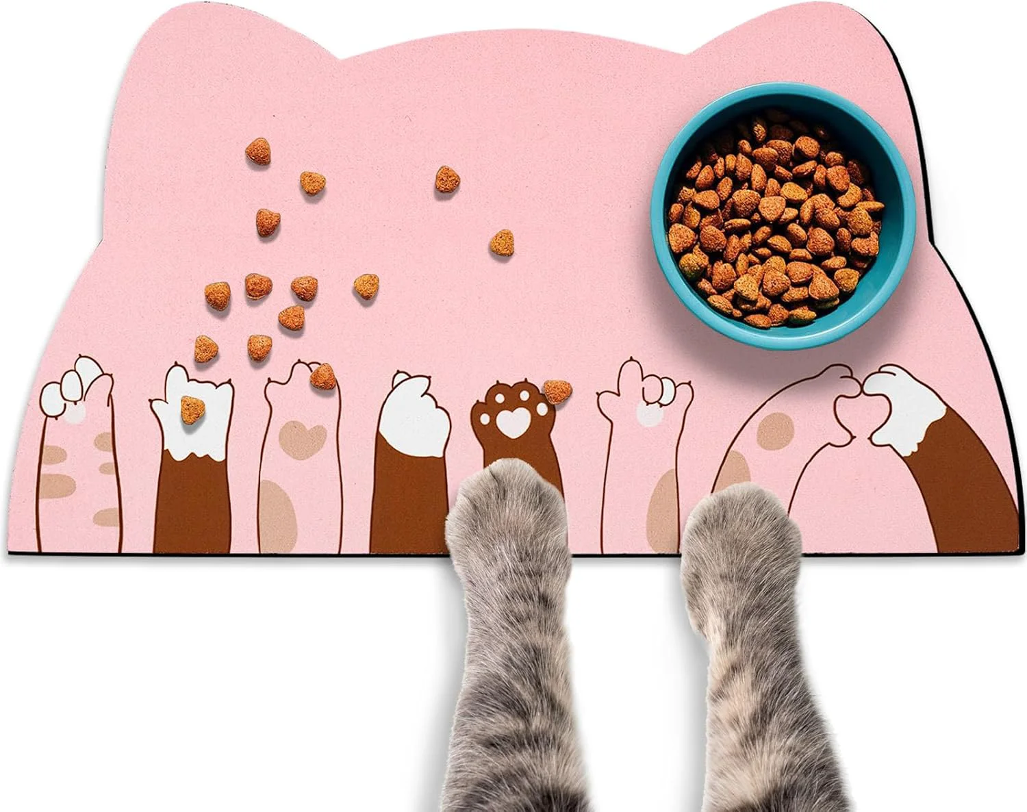 Green Cat Food Mats for Floor Cat Water Bowl Mats Pet Feeding Absorbent Mat Cat Placemats for Food and Water Pink 23.6 13.7 inch Authentic