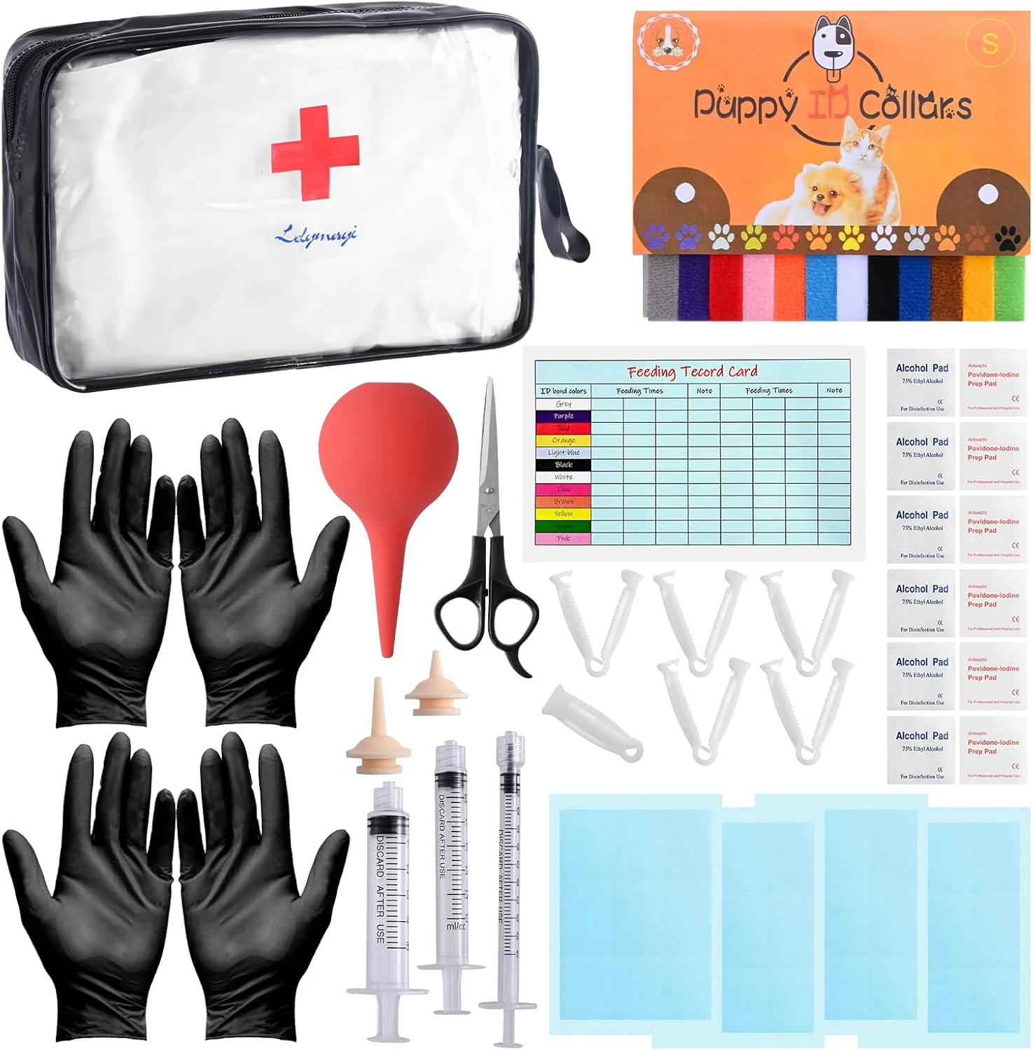 Expertly Made Puppy Kitten Whelping Kit Birthing Supplies for Newborn Puppies and Kittens for Keeping Kitten Dogs Cats Feeding Sets Supplies Includes Whelping Collars Record Enhanced