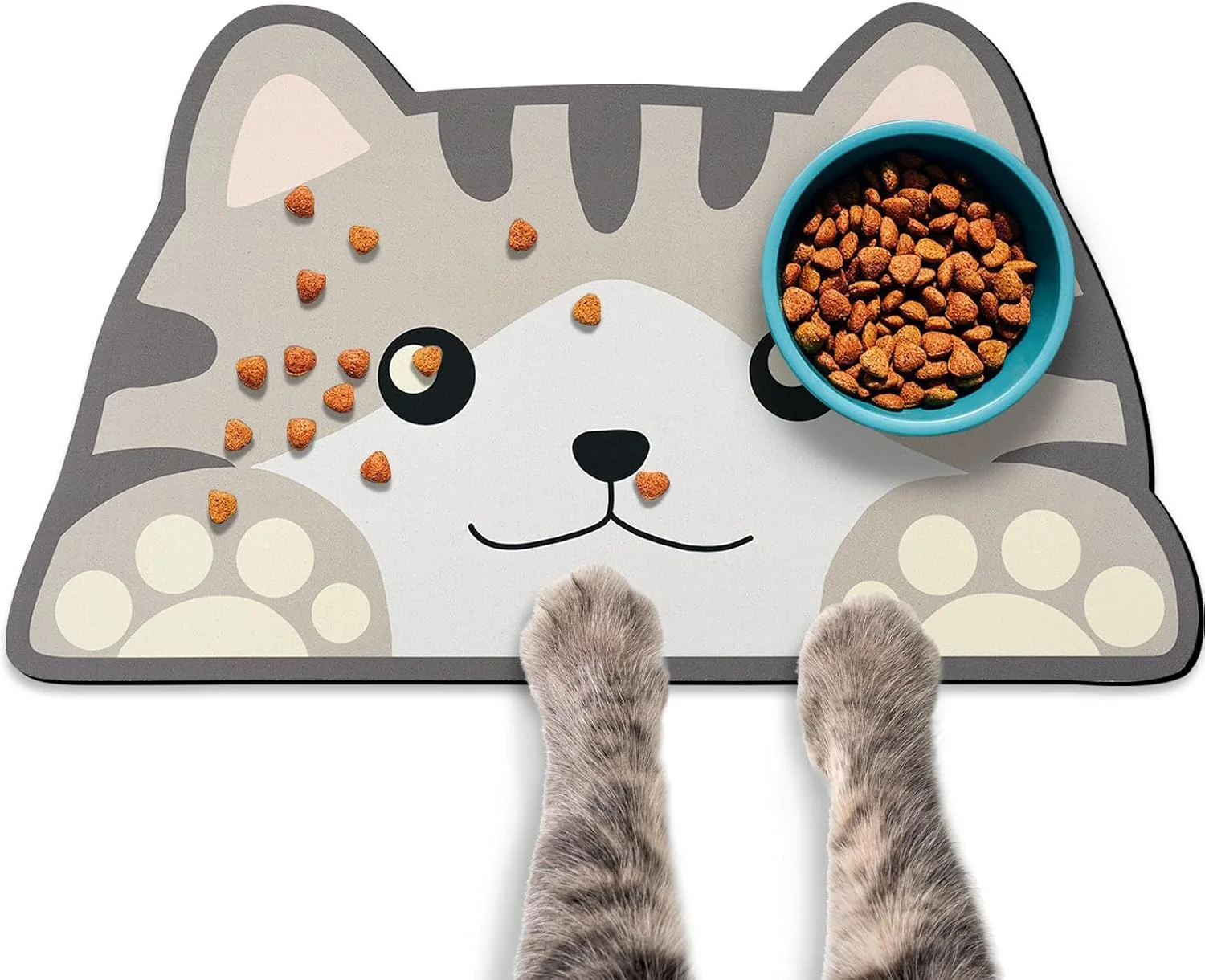 High-Quality Grey Cat Food Water Mats - Absorbent Pet Feeding Placemats 23.6 13.7 inch Selected