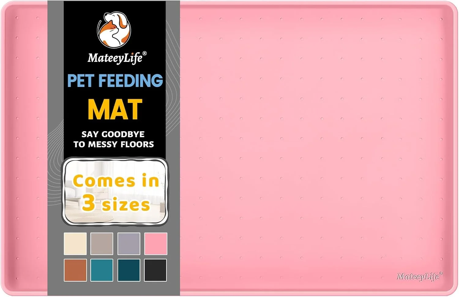 Verified MateeyLife Silicone Cat Dog Food Mat for Floors Waterproof Anti-Slip Dog Bowl Mats for Food and Water Pet Feeding Mats with Lip to Prevent Spills Pet Placemat for Messy Drinkers to Protect Floors Premium