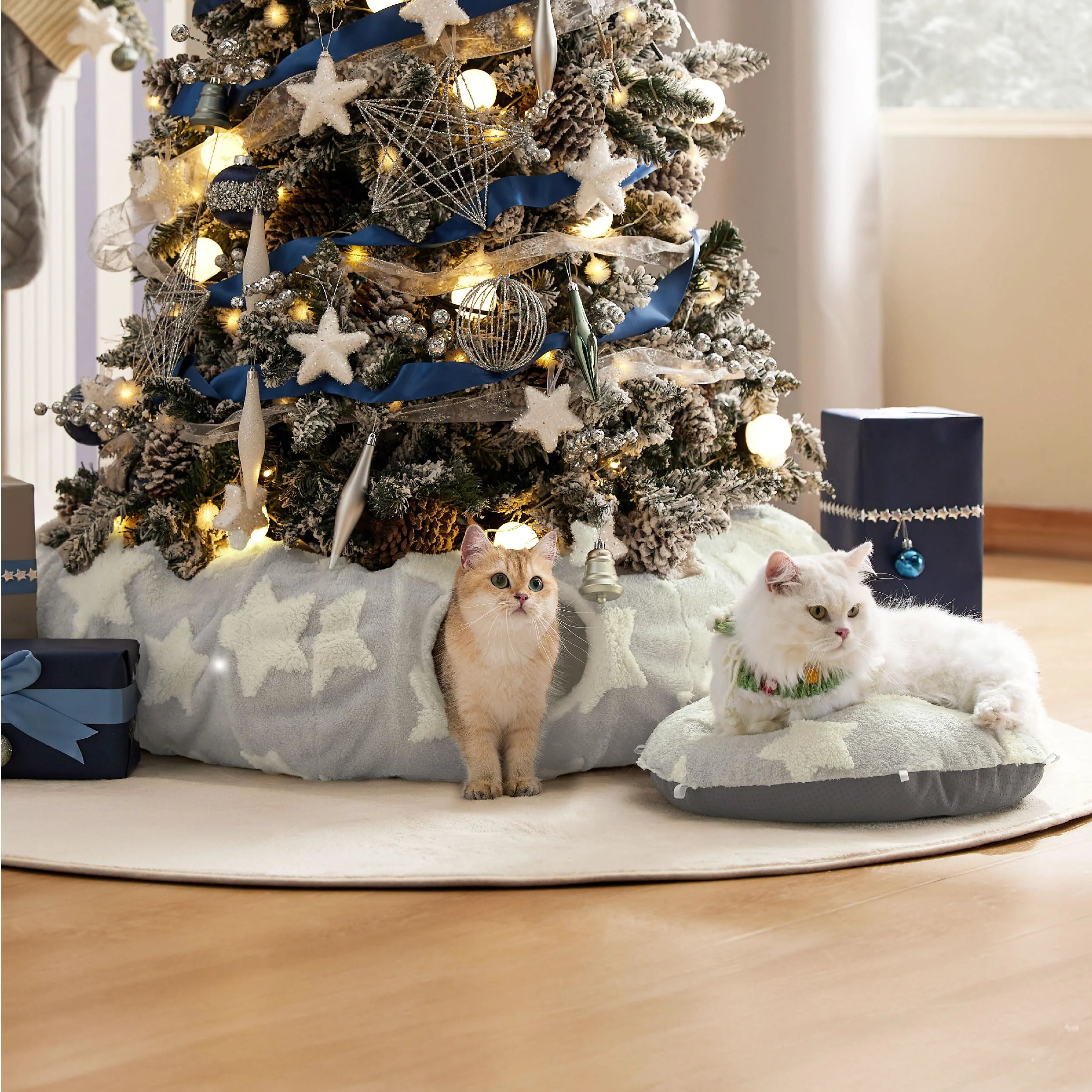 Verified Lesure Cat Tunnel Bed – 2-in-1 Donut Tunnel Washable Cushion Galaxy Grey User-Friendly