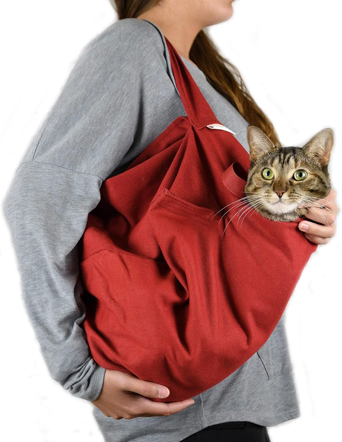 Fine Crafted Cozy Comfort Carrier - X-Small Soft Red Cat Carrier and Cat Restraint Bag for Nail Trimming Vet Visits Medication Administration Dental Care and Travel Unique