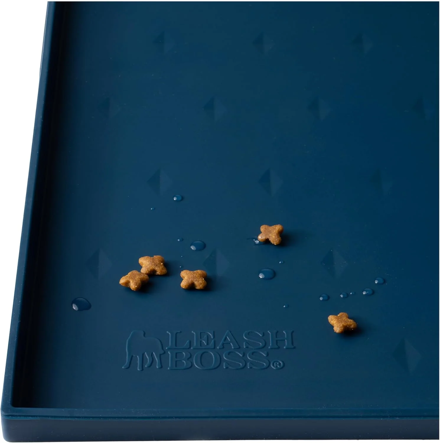 Breathable Leash Boss Dog Food Mat for Food and Water Bowls Waterproof Silicone Pet Feeding Mat for Floors Extra Tall Raised Edges Cat and Dog Placemat for Floors Dishwasher Safe Medium 20 x13 - Navy Original