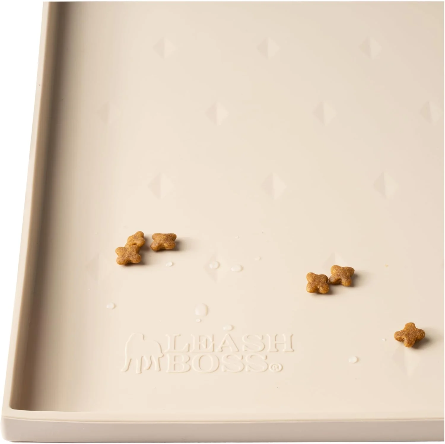 Verified Leash Boss Dog Food Mat – Waterproof Silicone Pet Feeding Mat with Raised Edges for Dogs Cats Non-Slip Placemat for Food Water Bowls Spill-Proof Floor Protection Easy to Clean Beige ML-20 x13 Luxury
