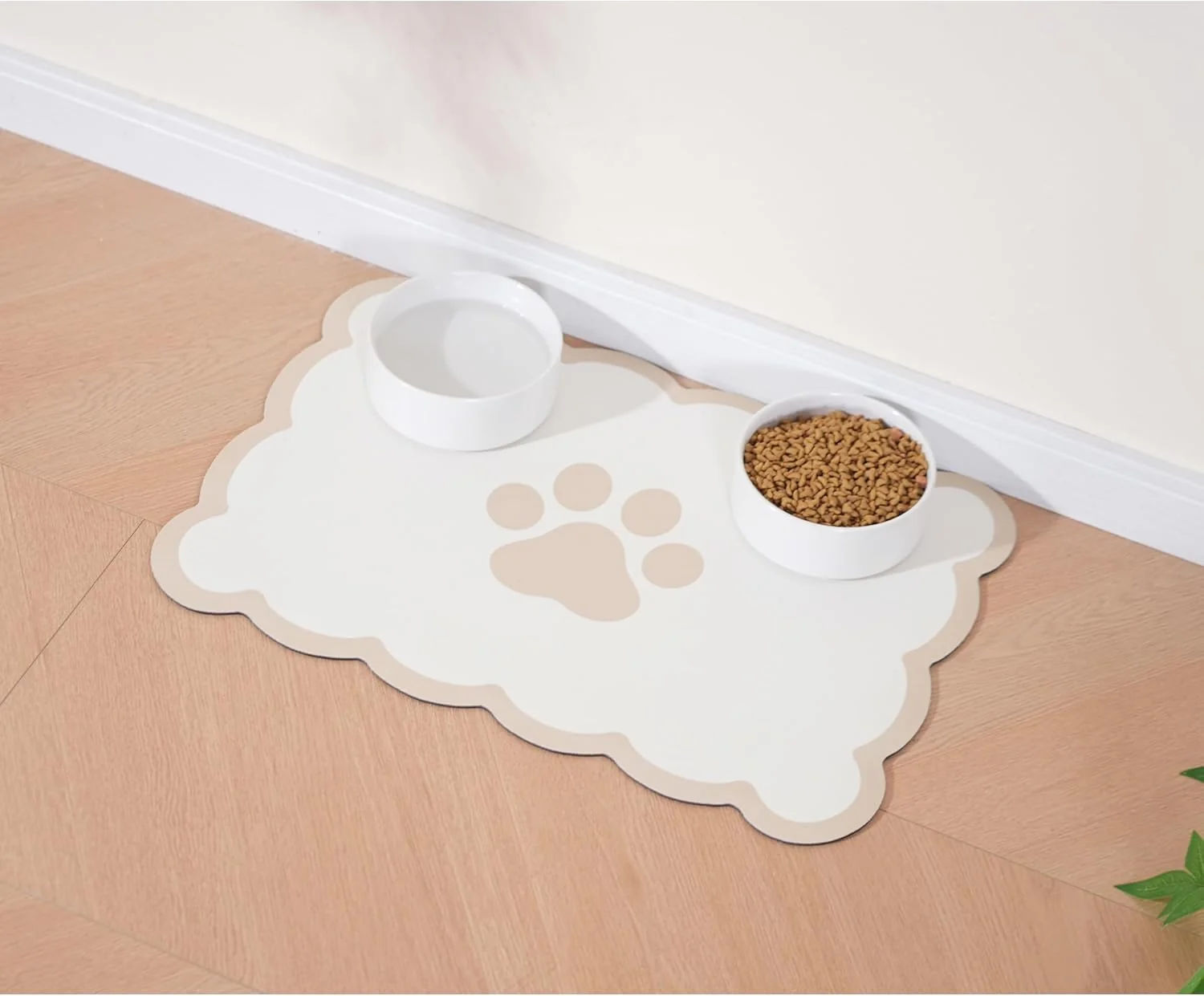 Lightweight Ralxion Scalloped Dog Feeding Mat Absorbent Mats for Dog Food and Water Bowl Dispenser Cute Elegant Aesthetic Khaki Beige Scallop Pet Placemat for Dogs Cats Puppy Accessories 14 X 19 Reliable