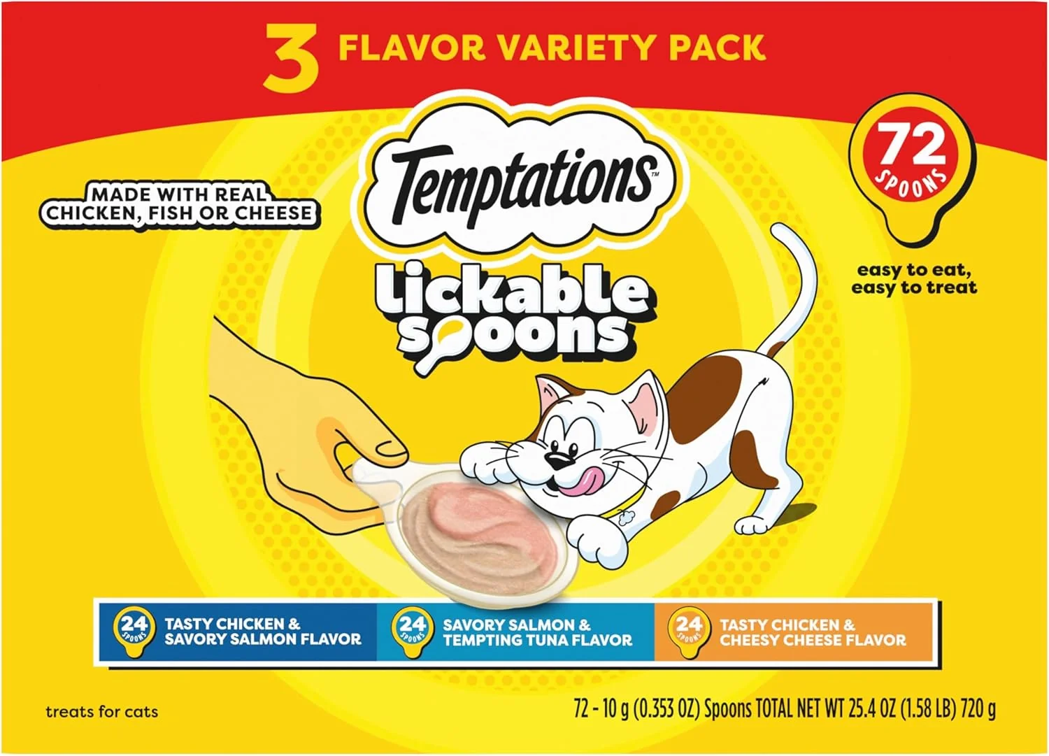 Healthy Temptations Lickable Spoons Adult Wet Cat Treats 72 Spoons Variety Pack First-Class