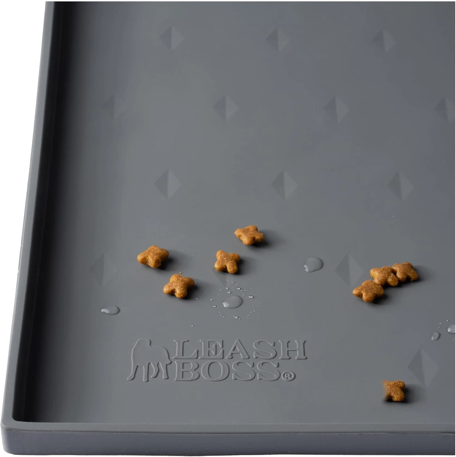 Trendy Leash Boss Dog Food Mat – Waterproof Silicone Pet Feeding Mat with Raised Edges for Dogs Cats Non-Slip Placemat for Food Water Bowls Spill-Proof Floor Protection Easy to Clean Grey S-18 X 11 Genuine