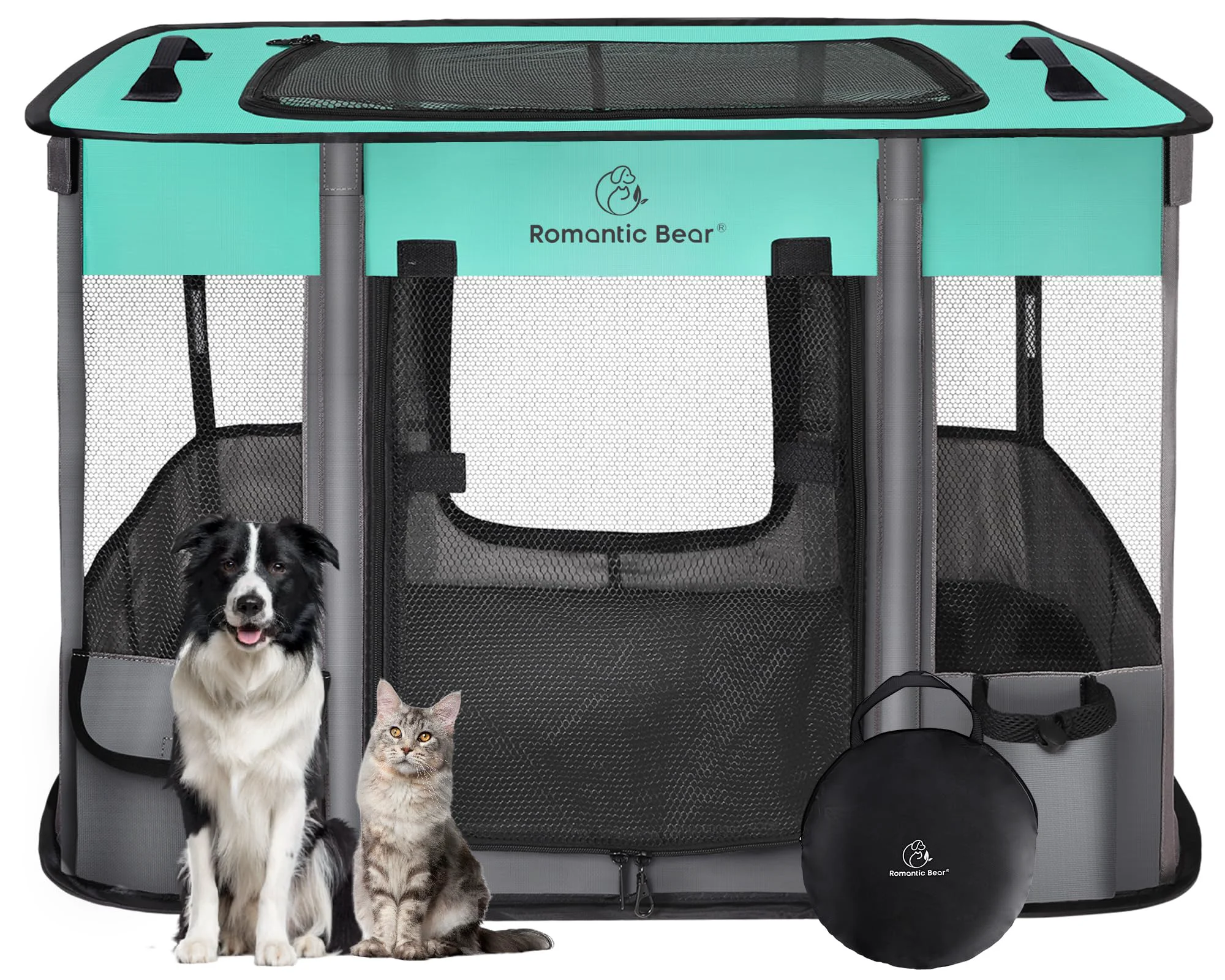 Specialty ROMANTIC BEAR Dog Playpen – Foldable Indoor Outdoor Pet Kennel Breathable