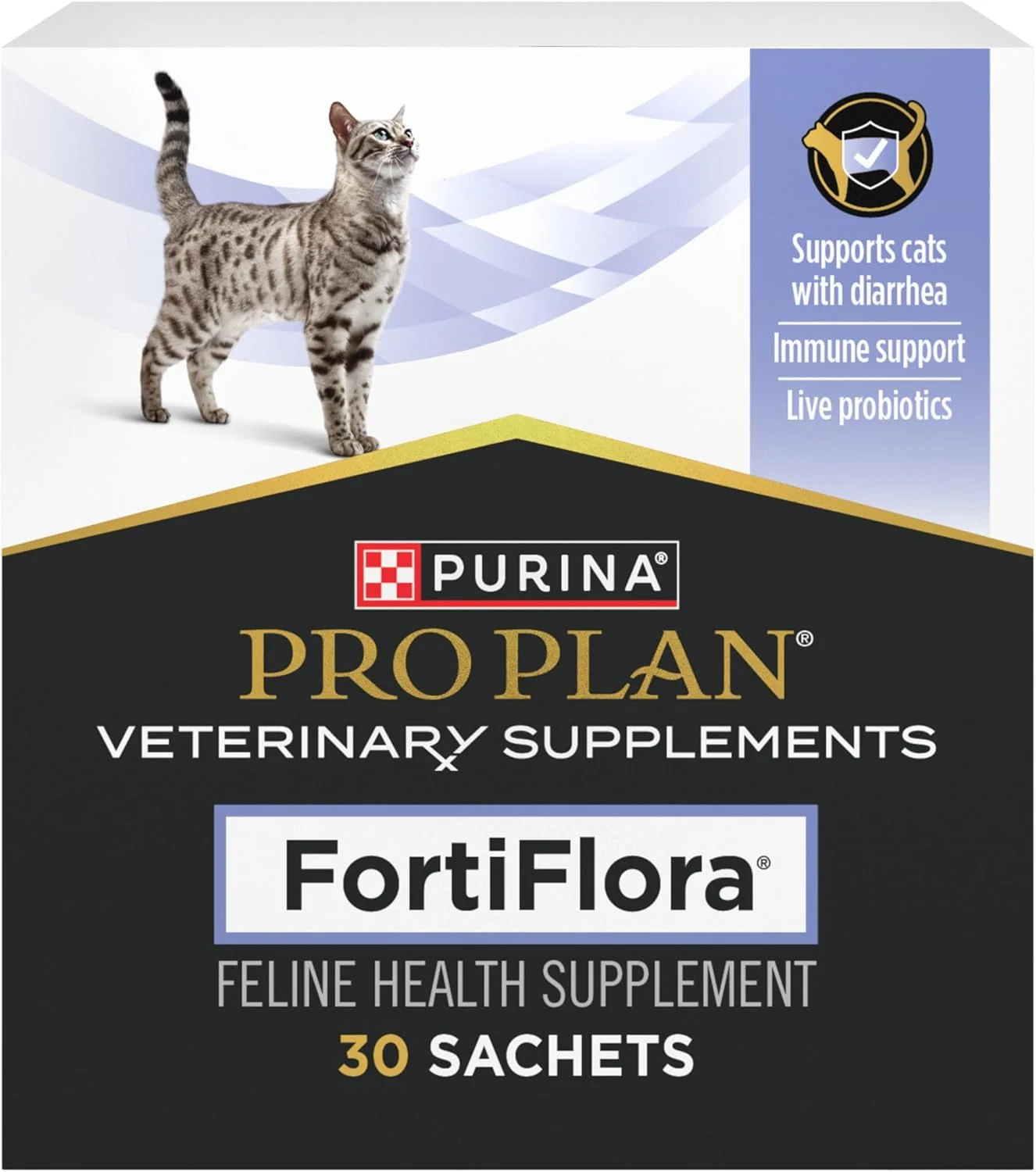 Detailed Purina Pro Plan Veterinary Supplements FortiFlora Cat Probiotic Supplement for Cats with Diarrhea - 30 ct. Box Soft