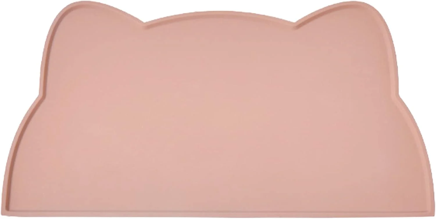 Expertly Made Cat Food Mat Silicone Pet Feeding Mat for Floor Non-Slip Waterproof Dog Water Bowl Tray Cushion 17 x 10 Tea Rose Organic