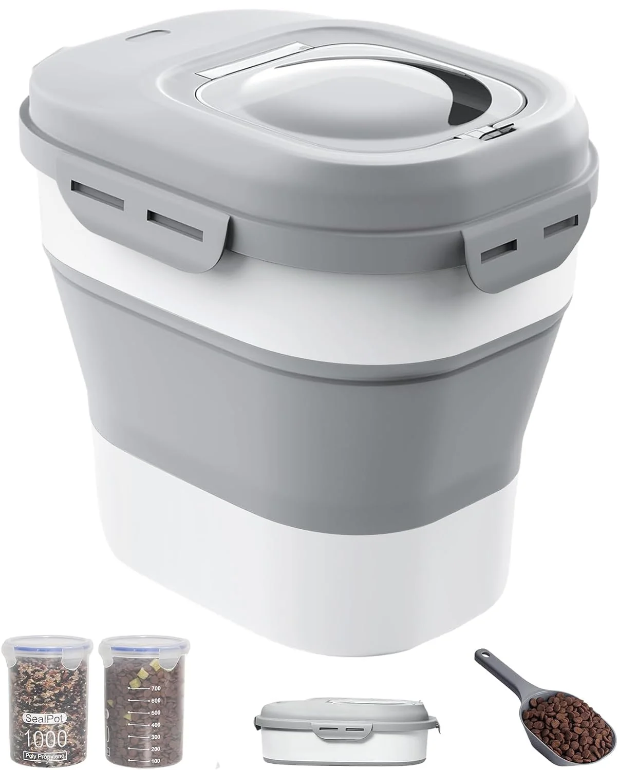 Trendy DDMOMMY Large 30-35 Lb Pet Food Storage Container with Airtight Lids Wheels Scoop High-End