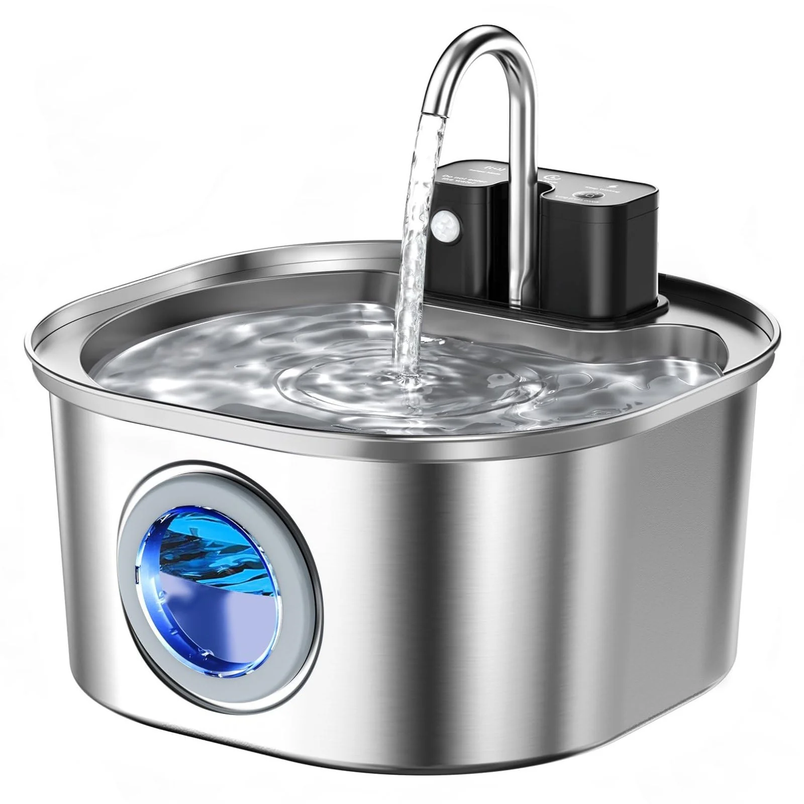 Refined Voluas Stainless Steel Cat Water Fountain — Wireless Battery-Operated 108oz 3.2L Quiet BPA- for Cats Dogs First-Class