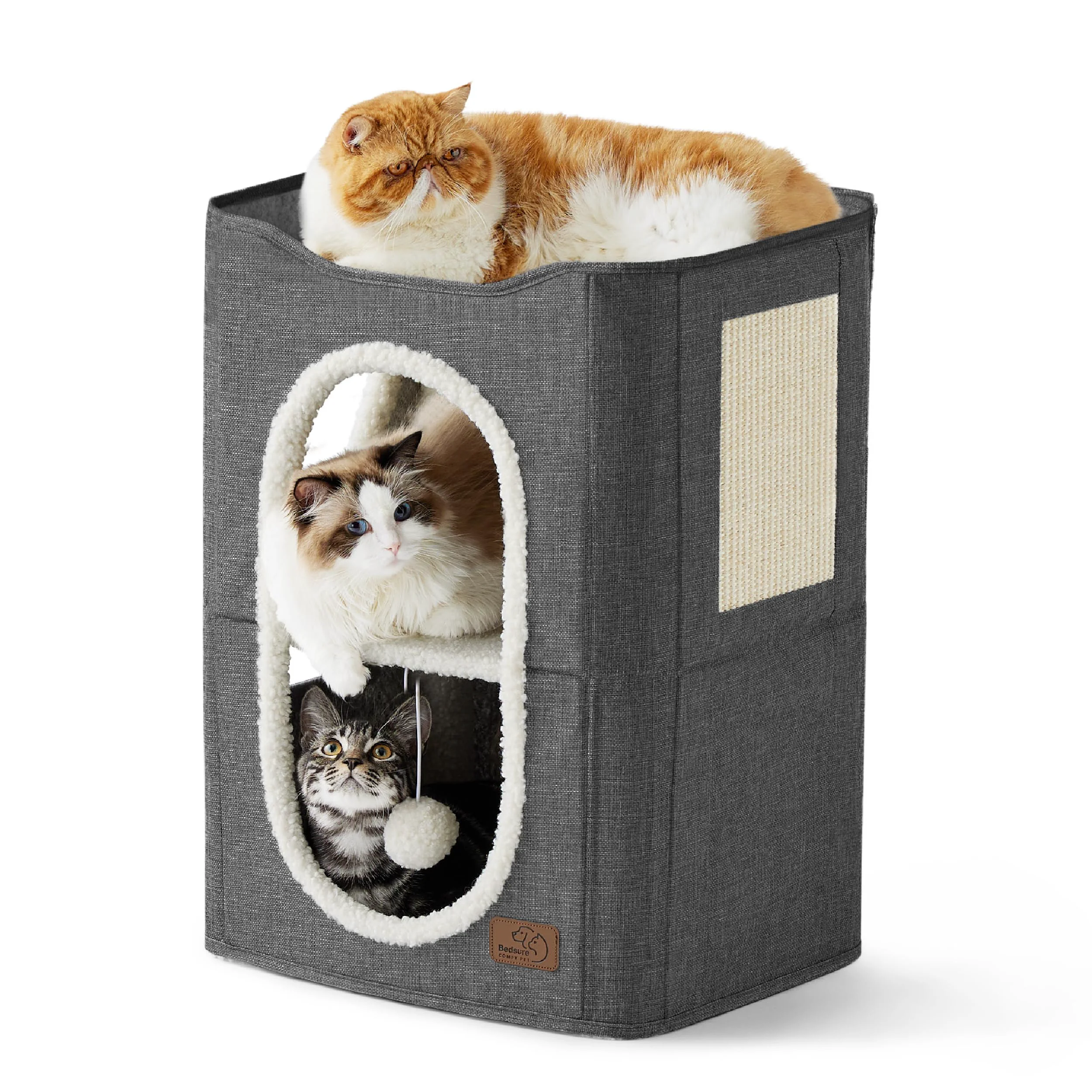 Proven Bedsure 2 Story Cat House – Dual-Level Indoor Cat Condo with Scratch Pad Flexible