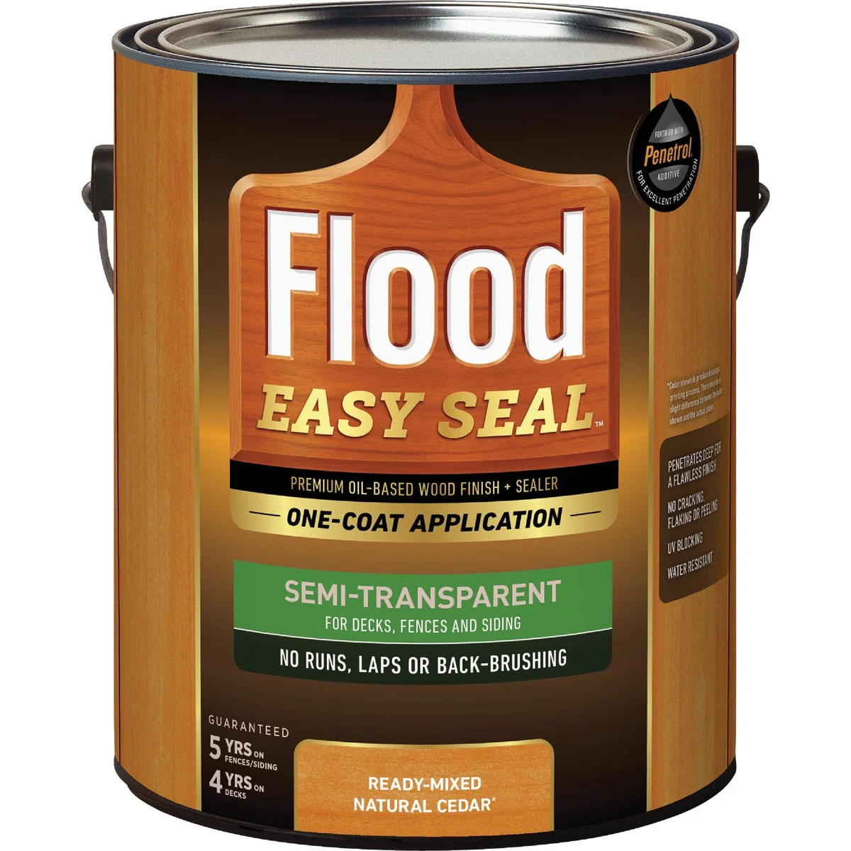 World-Class Flood Easy Seal Semi-Transparent Premium Oil-Based Stain and Sealer Natural Cedar 1 Gal. Luxury