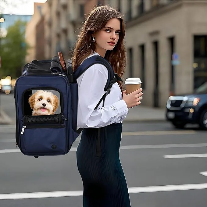 Enhanced EliteField Deluxe Backpack Pet Carrier Travel Soft-Sided Carrier Bag Safe