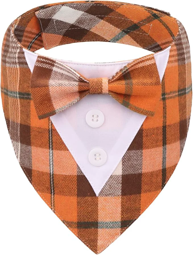 Minimalist ADOGGYGO Fall Dog Tuxedo Bandana Adjustable Halloween Thanksgiving Formal Stylish