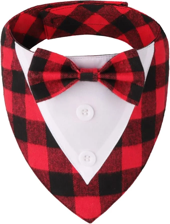 Long-Lasting ADOGGYGO Christmas Dog Tuxedo Bandana Adjustable Christmas Costumes Stylish