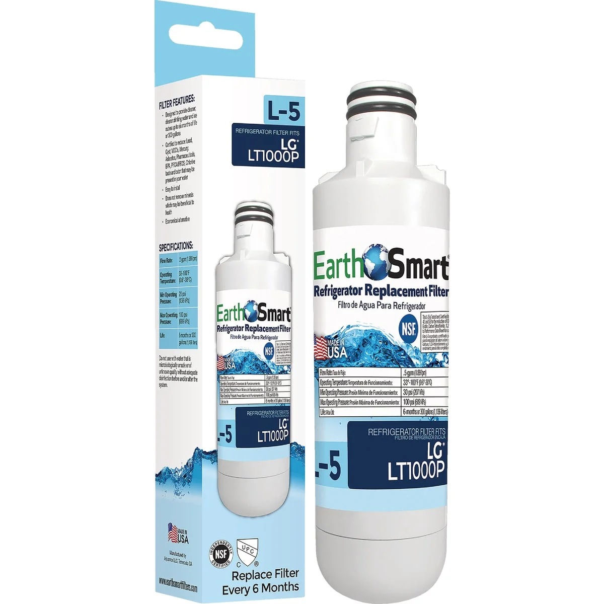 Artisan EarthSmart L-5 LG Icemaker Refrigerator Water Filter Cartridge Enhanced