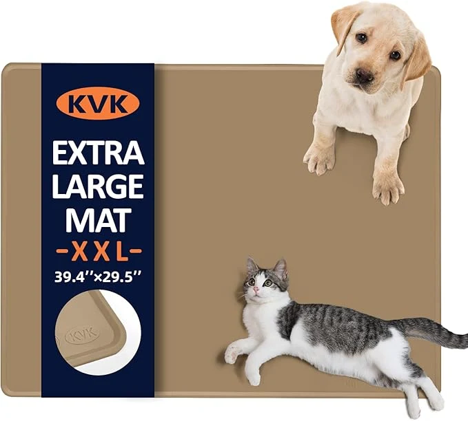 Innovative Dog Food Mat 39.4×29.5in Extra Large Silicone Pet Feeding Mat - Waterproof Non - Slip Chew - Resistant for Food Water Protect Floors Brown About ThisOverview Efficient