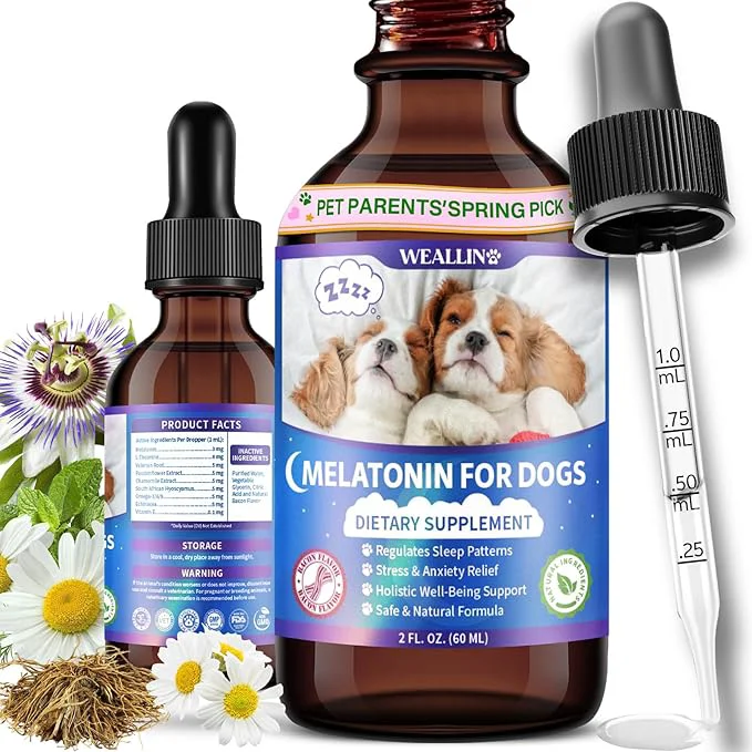 Versatile Melatonin for Dogs with L-Theanine Chamomile Anxiety Relief Calming Relaxation Sleep Support Liquid Dog Melatonin Fast-Absorbing Bacon Flavor 1 PC About This Outstanding