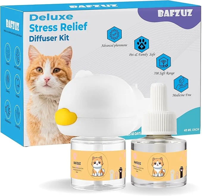 Practical Cat Calming Pheromone Diffuser Support Anxiety Stress Relief Helps Stop Scratching Spraying Peeing Hiding Aggression 60-Day KitAbout This High-Quality