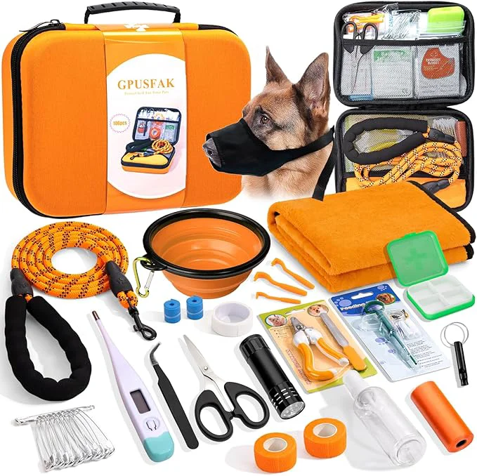 Eco-Friendly Pet First Aid Kit for Dogs - Pet Emergency Kit for Camping Hiking Traveling Hunting and Sports Orange About ThisOverview Effective