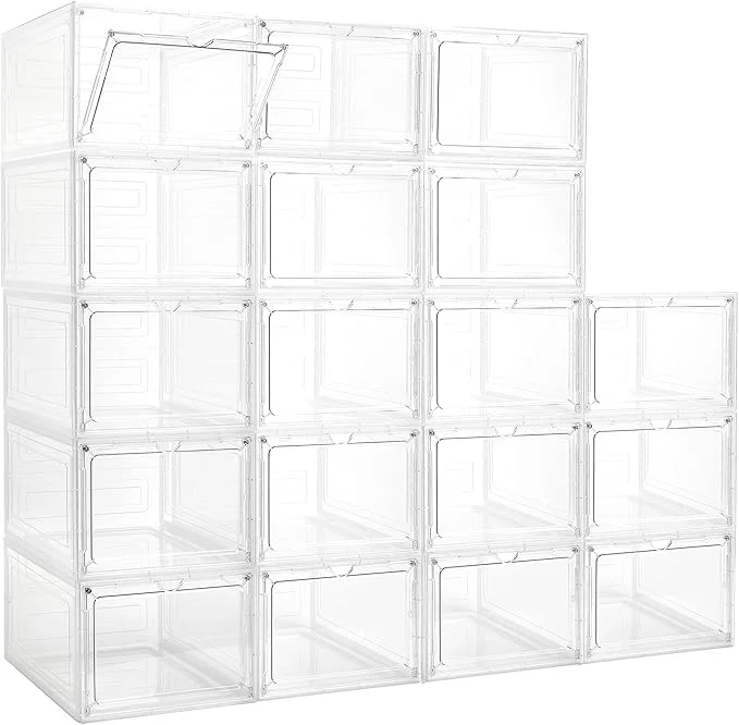 Comfortable 18 Pack Storage Bins with Lids Plastic Storage Containers with Magnetic Door 19 Qt Stackable Clear Storage Box for Home Office OrganizingAbout ThisOverview Fine Crafted