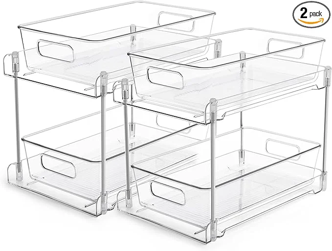 Fine Vtopmart 2 Tier Bathroom Storage Organizer 2 Pack Clear Under Sink Organizers Vanity Counter Container Cabinet Drawers Bins Pull-Out Organization with Track for Pantry KitchenAbout ThisOverview Professional