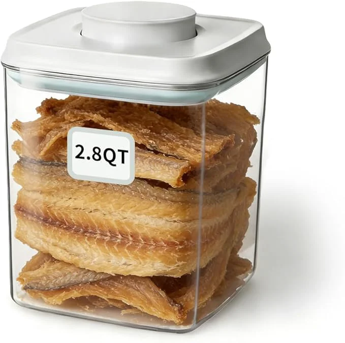 Sustainable Dog Food Storage Container with One-Touch Lid 2.8 QT 2.65 L Stackable Durable BPA- PET Cat Food Storage Container for Pet Treats Supplements Small KibbleAbout ThisOverview Outstanding