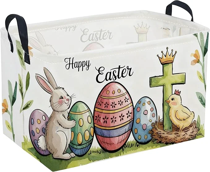 Smooth Rectangular Easter Baskets Eggs Basket for Kids.Bunny Basket with Handles.Boys and Girls Bunny Eggs Decor Books （ EasterAbout ThisOverview Reliable