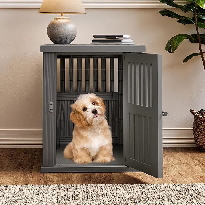Trusted Fancyango 30-Inch Heavy Duty Dog Crate Furniture Lockable Indoor Outdoor Kennel End Table for Small Medium Dogs Decorative Plastic Pet Cage in GreyAbout ThisOverview Reusable