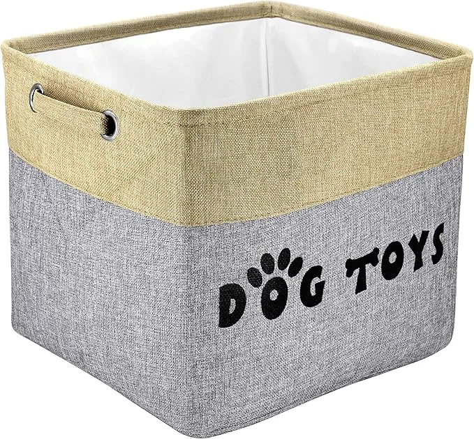 Premium Material PET ARTIST Large Dog Toy Basket Bin - Rectangular Storage Box Chest Organizer for Dog Toys Coats Clothing Apparel Accessories Blanket Gray 15 x13 x12 About ThisOverview Effective