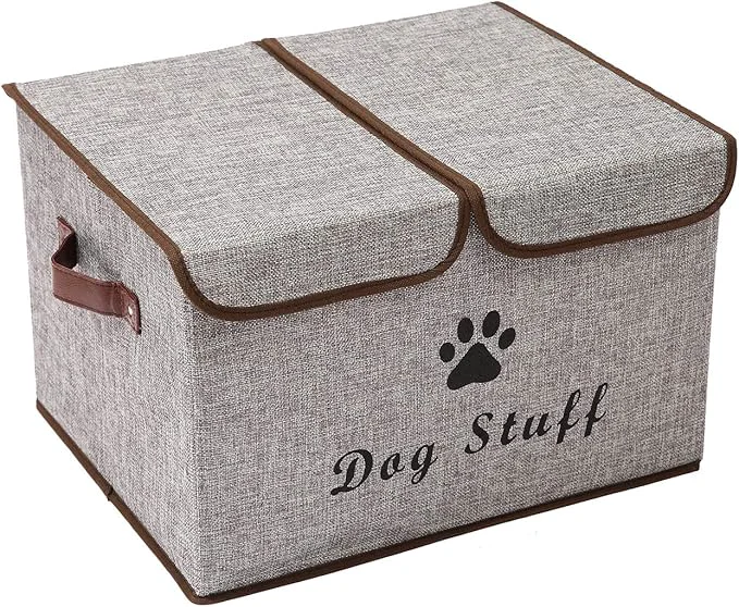 Proven Large Dog Toys Storage Box Canvas Storage Basket Bin Organizer with Lid - Collapsible Linen Bin I for Organizing Dog Cat Toys and pet Stuff-PP Boad-17 x 12 x 10 - GrayAbout ThisOverview Contemporary