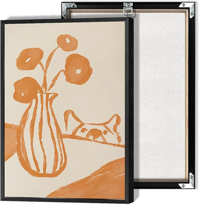 Sophisticated Funny Sneaky Dog Poster Retro Still Life Kitchen Canvas Wall Art Modern Abstract Floral Watercolor Animal Prints Painting For Living Room Kitchen Dining Room Wall Decor 24x36in FramedAbout This Secure