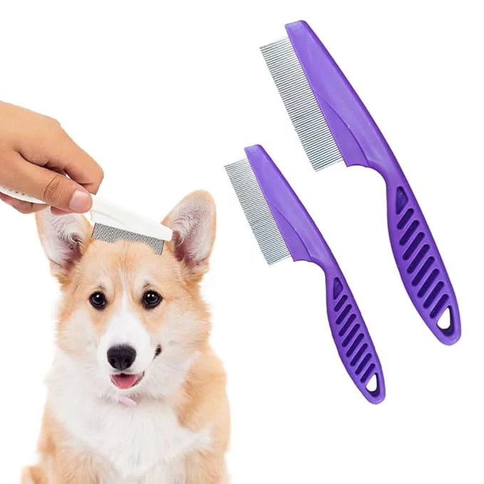 Modern 2 Pack Multifunctional Pet Comb Upgrade Pet Grooming Brush Tear Stain Removal Fine Tooth Stainless Massage Comb Kit for Puppies and Dogs Purple Quality