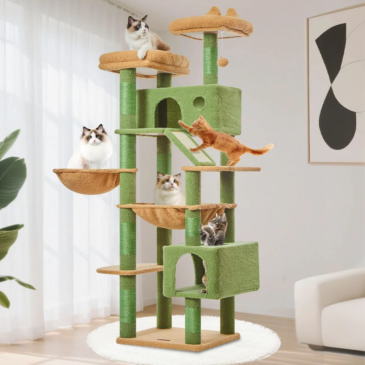 Trendy Taoqimiao Cactus Cat Tree - 71-Inch Multi-Level Indoor Cat Tower with 8 Sisal Posts Exceptional