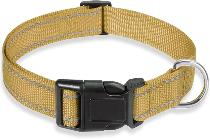 Authentic Reflective Dog Collar with Buckle Adjustable Safety Nylon Collars Fine