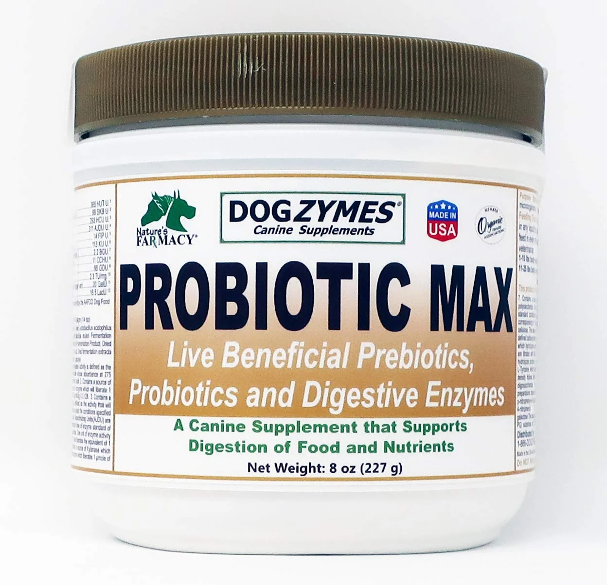 Recyclable Dogzymes Probiotic Max – 10 Billion CFUs Probiotics Prebiotics Digestive Enzymes – 8 oz Verified