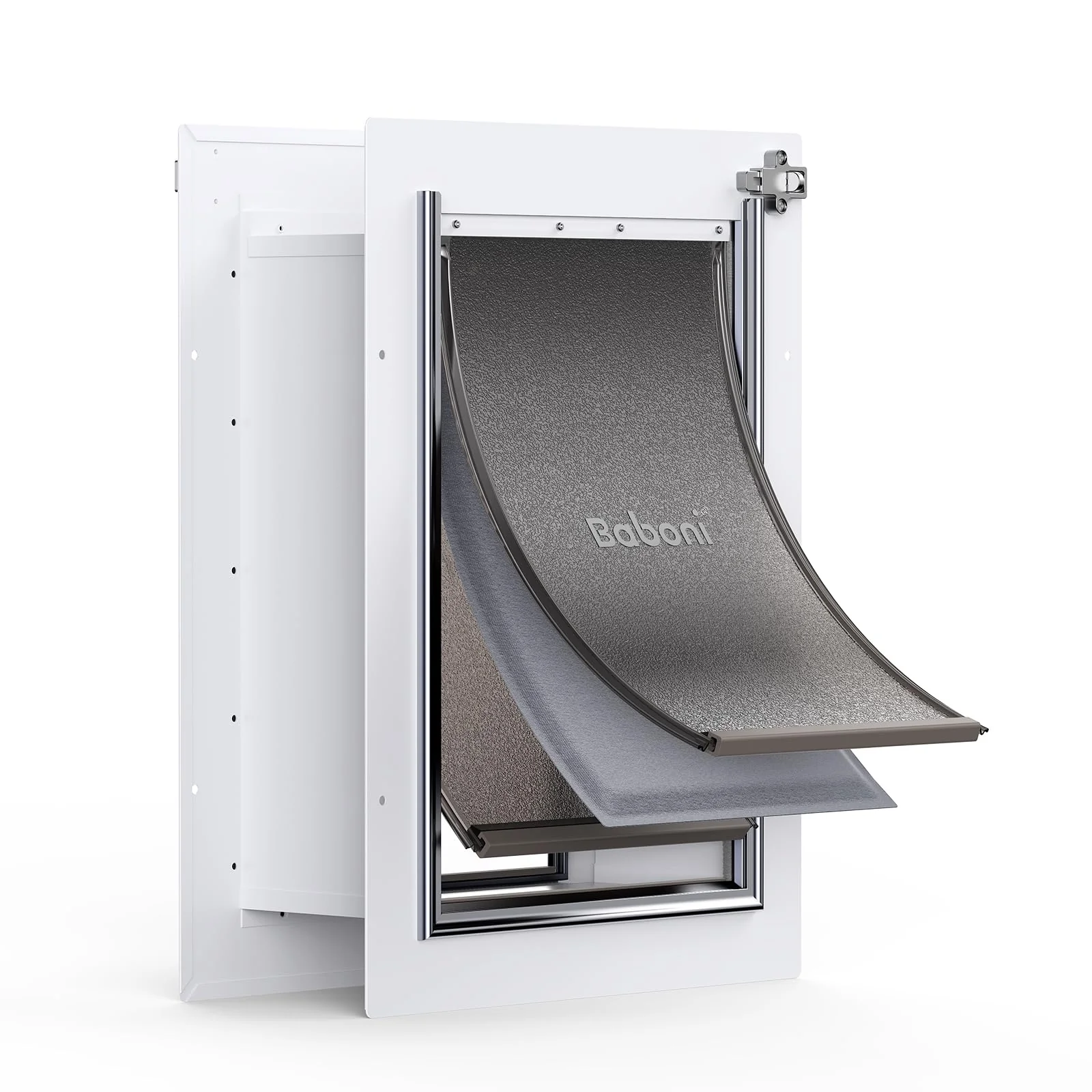 Genuine Baboni Pet Door for Wall 3-Flap Steel Frame Telescoping Tunnel Up to 40 lb Consistent